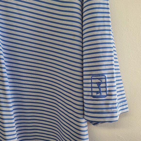 PGA‎ Tour Golf Shirt Pullover Collar Striped Button Mens Large Lightweight - Picture 6 of 8